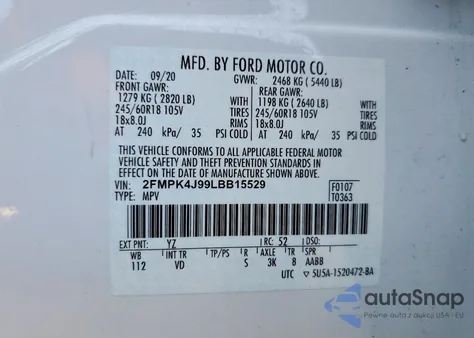 2020 Ford Edge Sel from USA, damaged, VIN 2FMPK4J99LBB15529